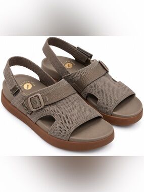 Revitalign Women’s Knit Sport Remi Wedge Sandals – Taupe Brown Size 9